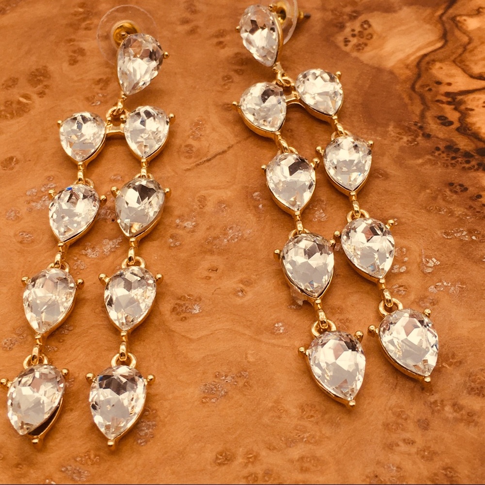 Golden and crystal earrings